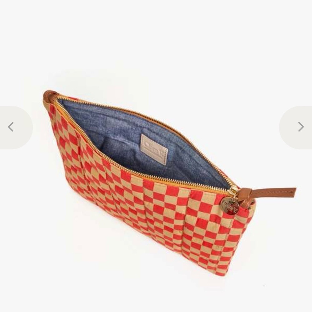 CLARE V. FLAT CLUTCH WITH TABS - POPPY/KHAKI QUILTED
CHECKER - NWT - Picture 4 of 9